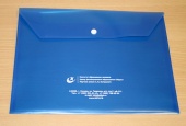 Фирменная папка-конверт с кнопкой - синяя (от 10 шт.)